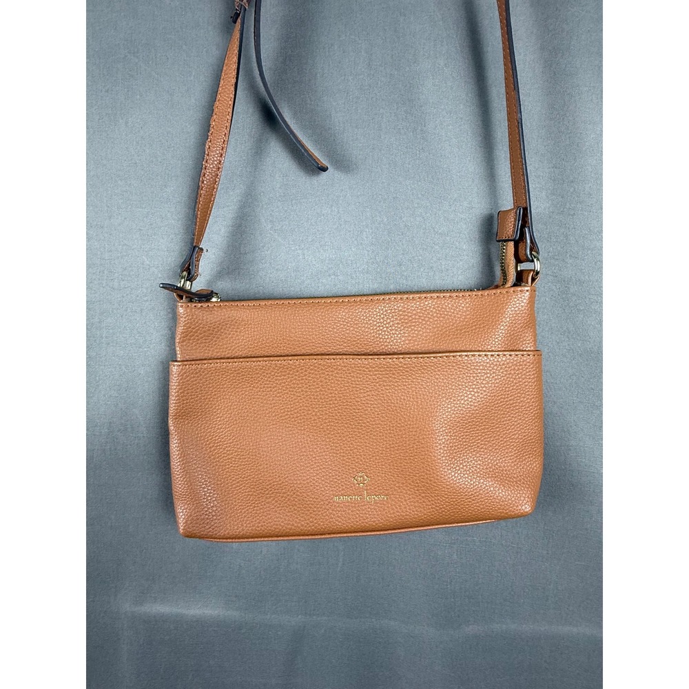 Nanette Lepore Crossbody Bag Women Small Cognac Brown Pebbled Vegan Leather